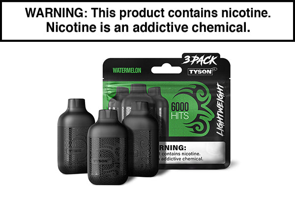 TYSON 2.0 LIGHTWEIGHT DISPOSABLE VAPE 6000 PUFFS (3-PACK) TYSON 2.0 LIGHTWEIGHT DISPOSABLE VAPE 6000 PUFFS (3-PACK)