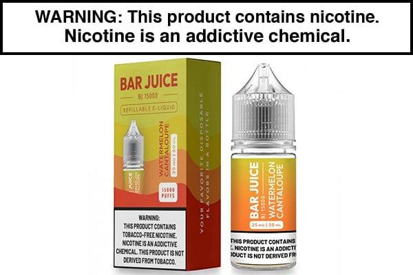 WATERMELON CANTALOUPE BY BAR JUICE BJ15000 SALTS 30ML