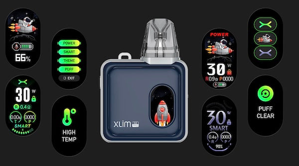 You can customize the screen on the Oxva Xlim Pro SQ by toggling between different themes.