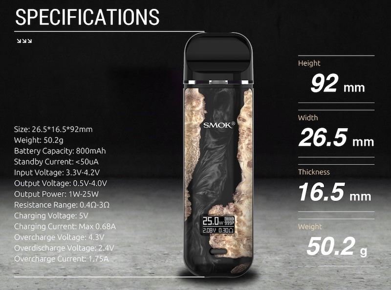 SMOK Novo X Specs
