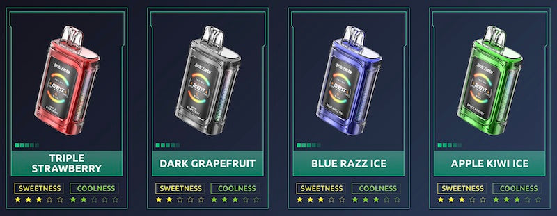 Some of the popular Spaceman vape flavors include Triple Strawberry, Dark Grapefruit, Blue Razz Ice and Apple Kiwi Ice.