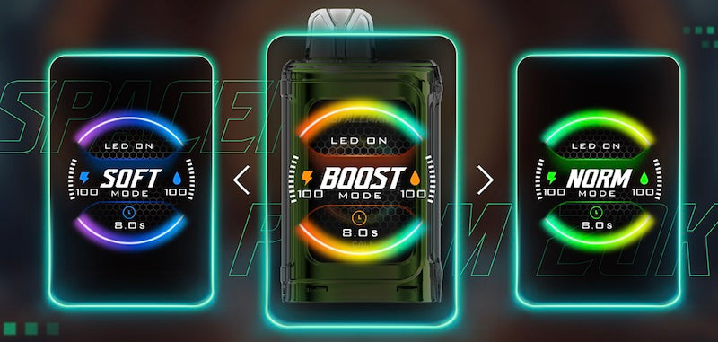 The Spaceman Prism 20K offers three different vaping modes.