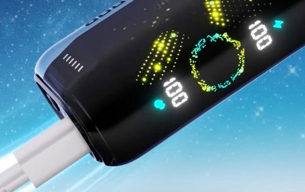 The Geek Bar Pulse X vape pen supports fast charging and charges to 80 percent in about 20 minutes with a compatible power source.