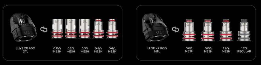 The Vaporesso Luxe XR Max has an impressive coil selection.