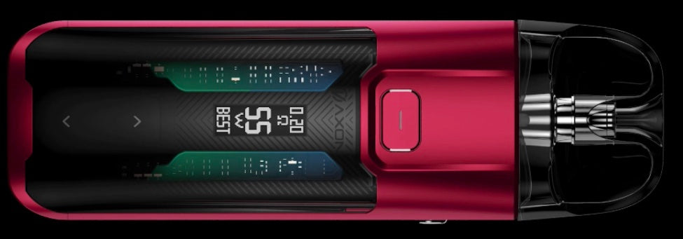 The Vaporesso Luxe XR Max has a translucent outer shell that allows you to see the device's circuit board.